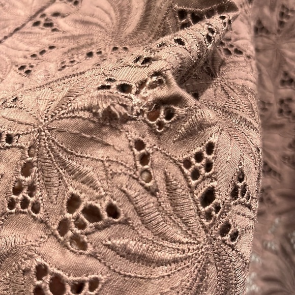 Tracy Reese Chocolate Cotton Eyelet Long Sleeve Blouse Sz 6 - Picture 5 of 8